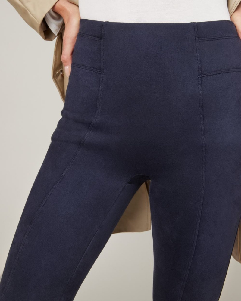 Spanx Faux Suede Leggings Navy | 51273-JNZS