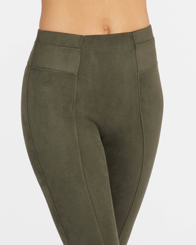 Spanx Faux Suede Leggings Olive | 46379-PHKI