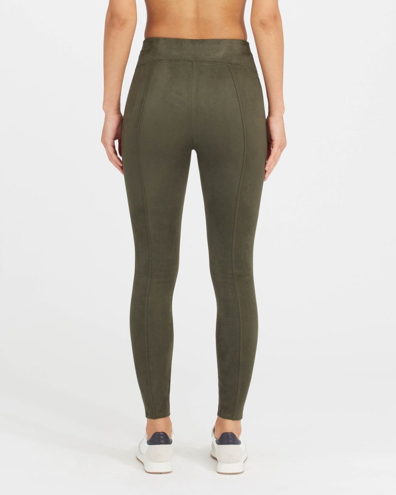 Spanx Faux Suede Leggings Olive | 46379-PHKI