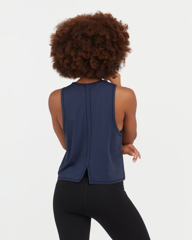 Spanx Go Lightly At-The-Hip Tank Top Navy | 76214-AHZT