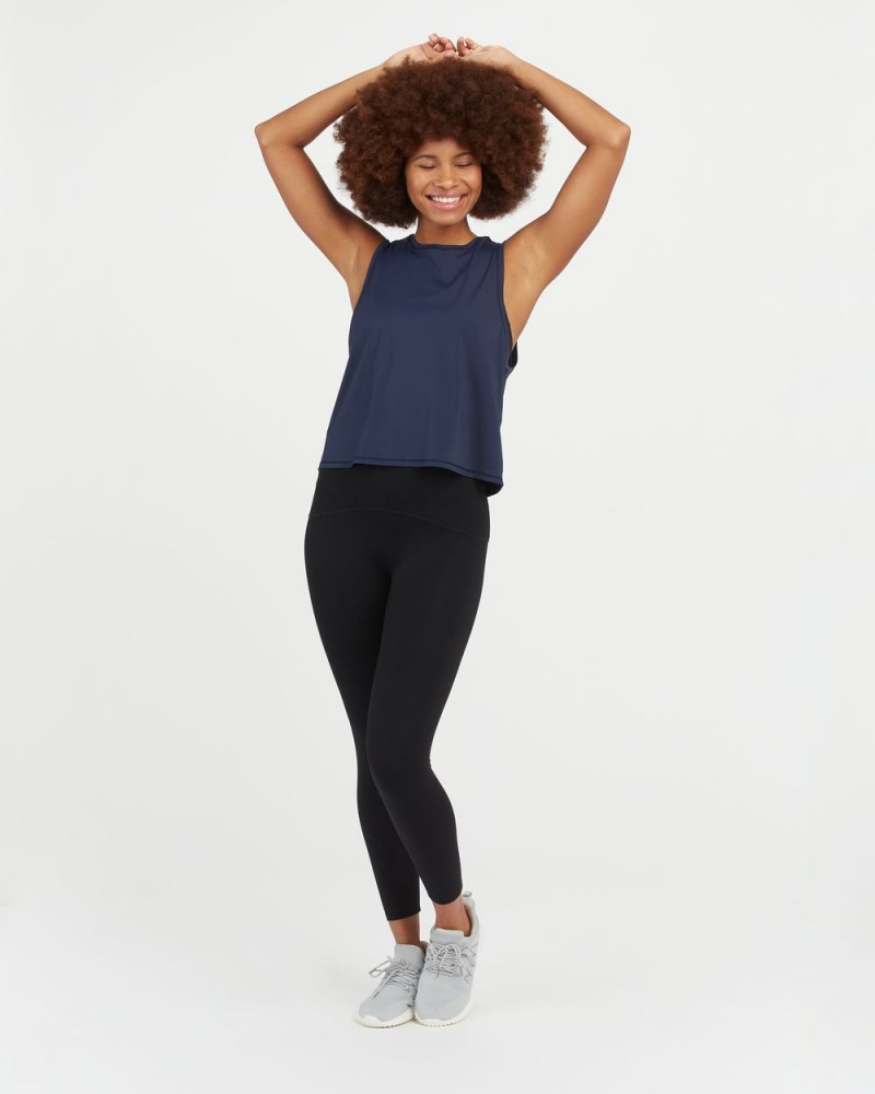 Spanx Go Lightly At-The-Hip Tank Top Navy | 76214-AHZT