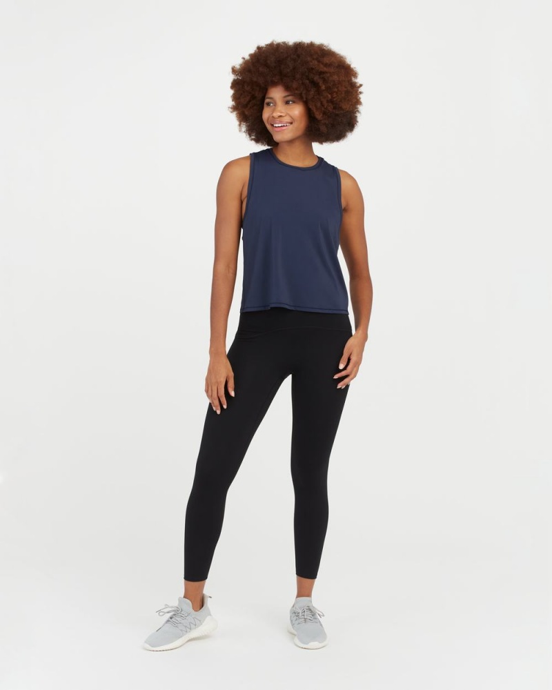 Spanx Go Lightly At-The-Hip Tank Top Navy | 76214-AHZT