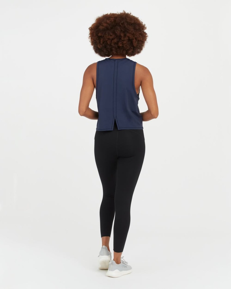 Spanx Go Lightly At-The-Hip Tank Top Navy | 76214-AHZT