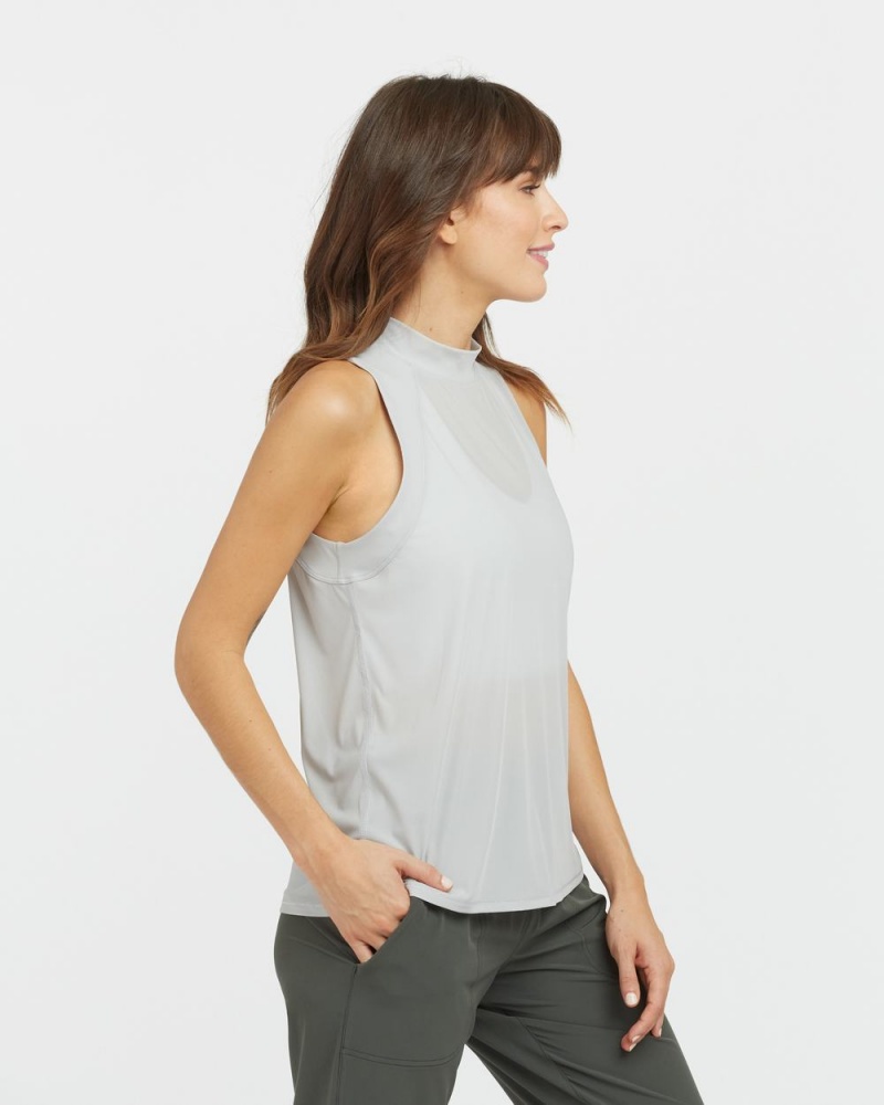 Spanx Go Lightly Ribbed Mock Neck Tank Top Grey | 62075-VPIT