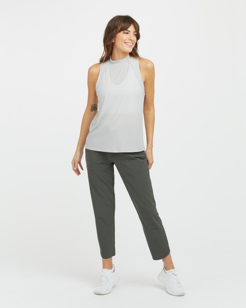 Spanx Go Lightly Ribbed Mock Neck Tank Top Grey | 62075-VPIT