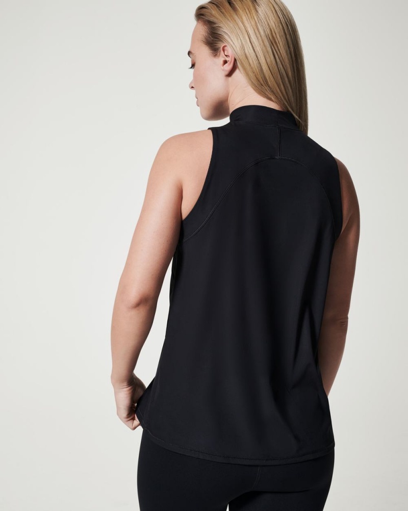 Spanx Go Lightly Ribbed Mock Neck Tank Top Black | 25907-KGRC