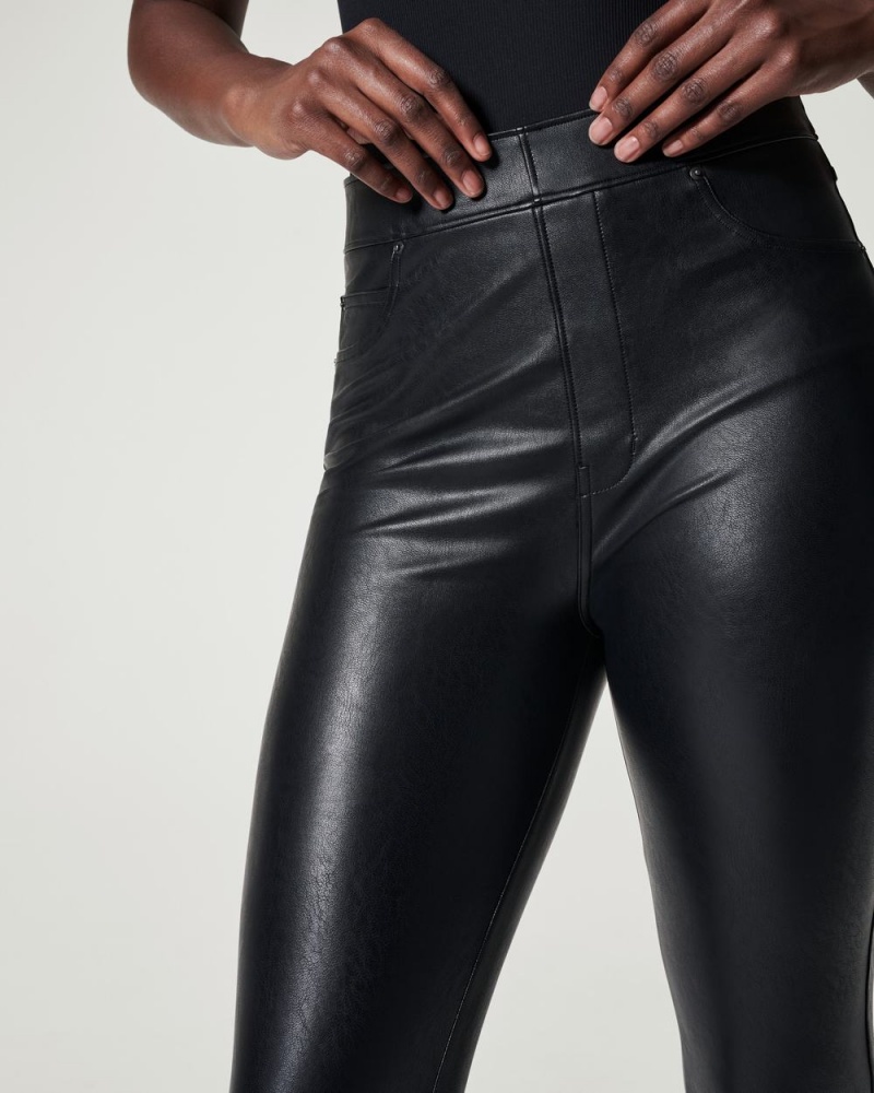 Spanx Leather-Like Ankle Skinny Pants Black | 56298-JTUZ