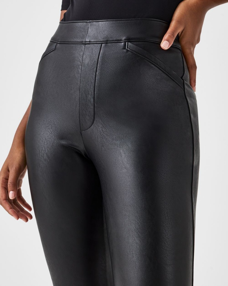 Spanx Leather-Like Flare Pants Black | 27395-RKZM