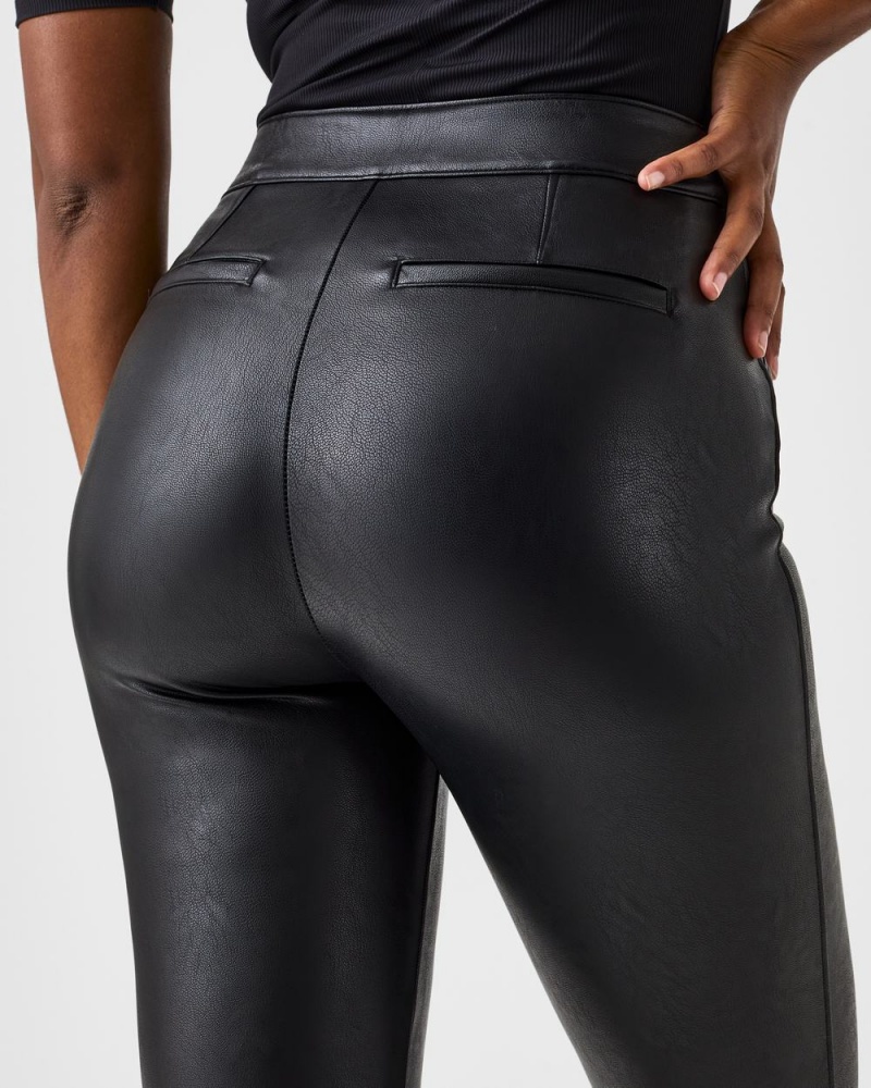 Spanx Leather-Like Flare Pants Black | 27395-RKZM