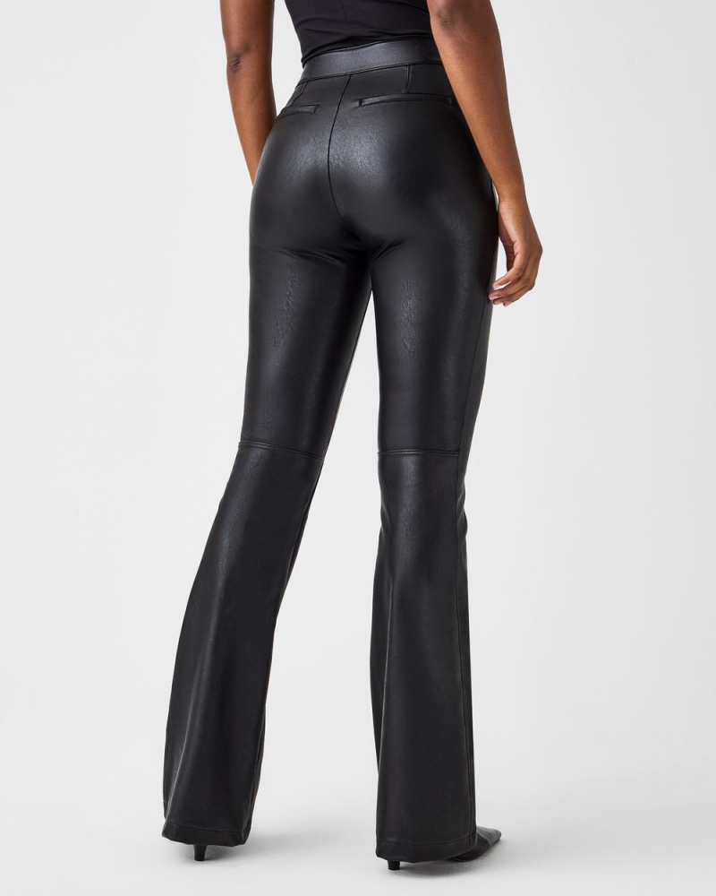 Spanx Leather-Like Flare Pants Black | 27395-RKZM