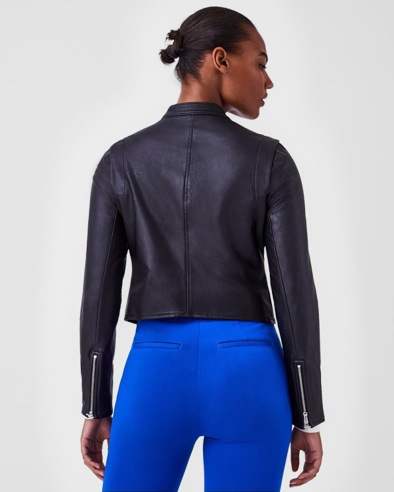 Spanx Leather-Like Moto Jackets Black | 20637-RUBS