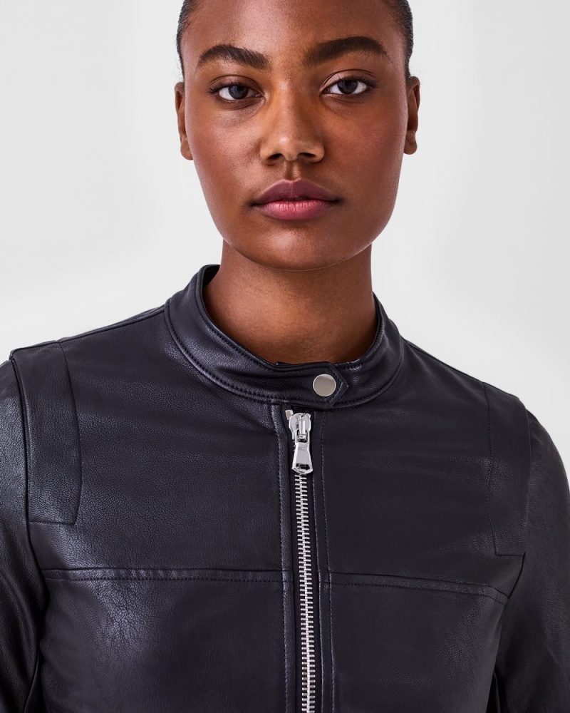 Spanx Leather-Like Moto Jackets Black | 20637-RUBS