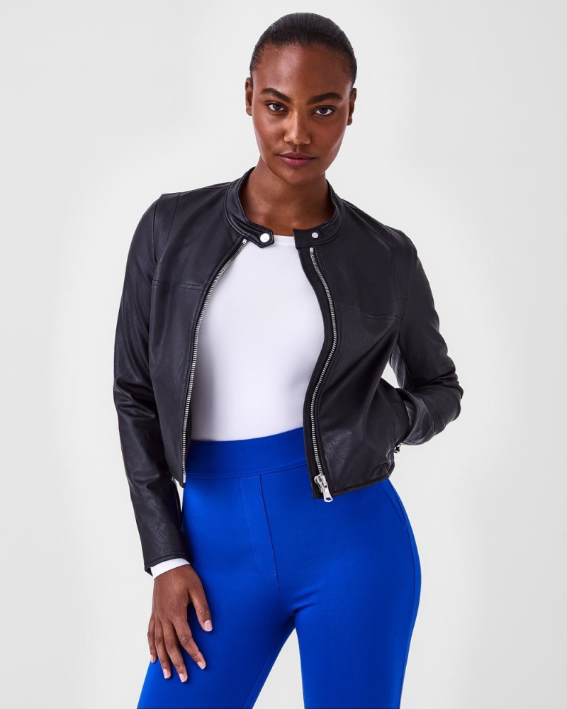 Spanx Leather-Like Moto Jackets Black | 20637-RUBS