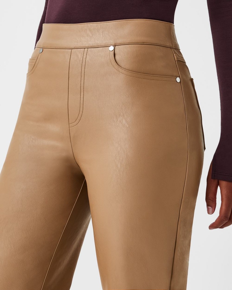 Spanx Leather-Like Slim Straight Pants Toffee | 86495-MCJK