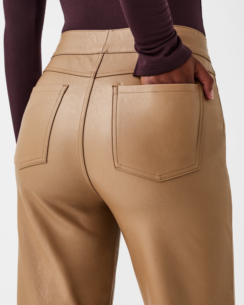 Spanx Leather-Like Slim Straight Pants Toffee | 86495-MCJK