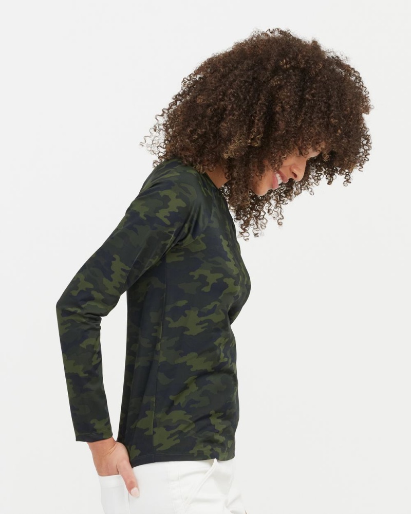 Spanx Long Sleeve Swim Shirt Swimwear Green Camo | 80792-YMXQ