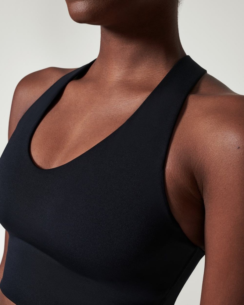 Spanx Longline Medium Impact Sports Bras Black | 41386-YZFT