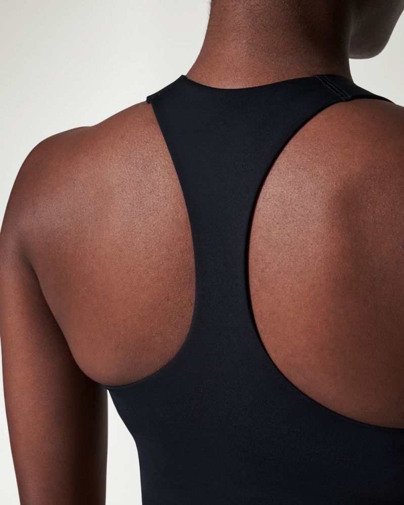 Spanx Longline Medium Impact Sports Bras Black | 41386-YZFT