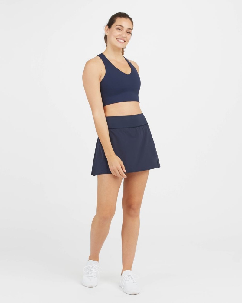 Spanx Longline Medium Impact Sports Bras Navy | 38769-MQGF