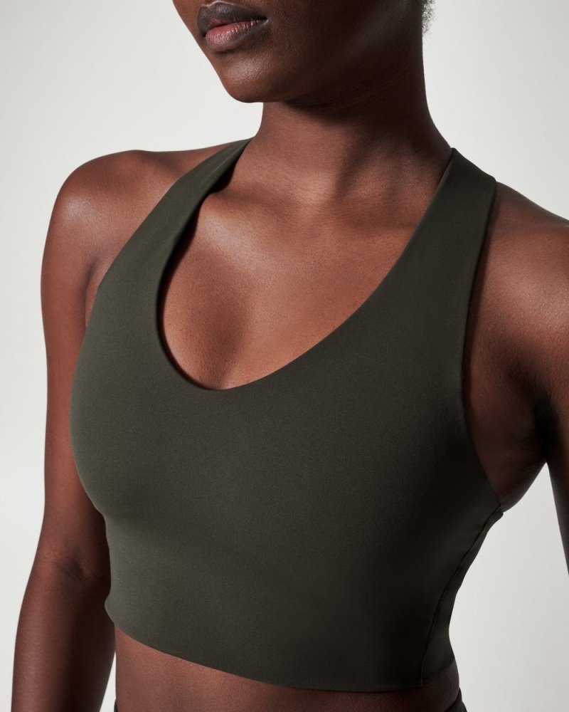 Spanx Longline Medium Impact Sports Bras Olive | 13246-QVBK