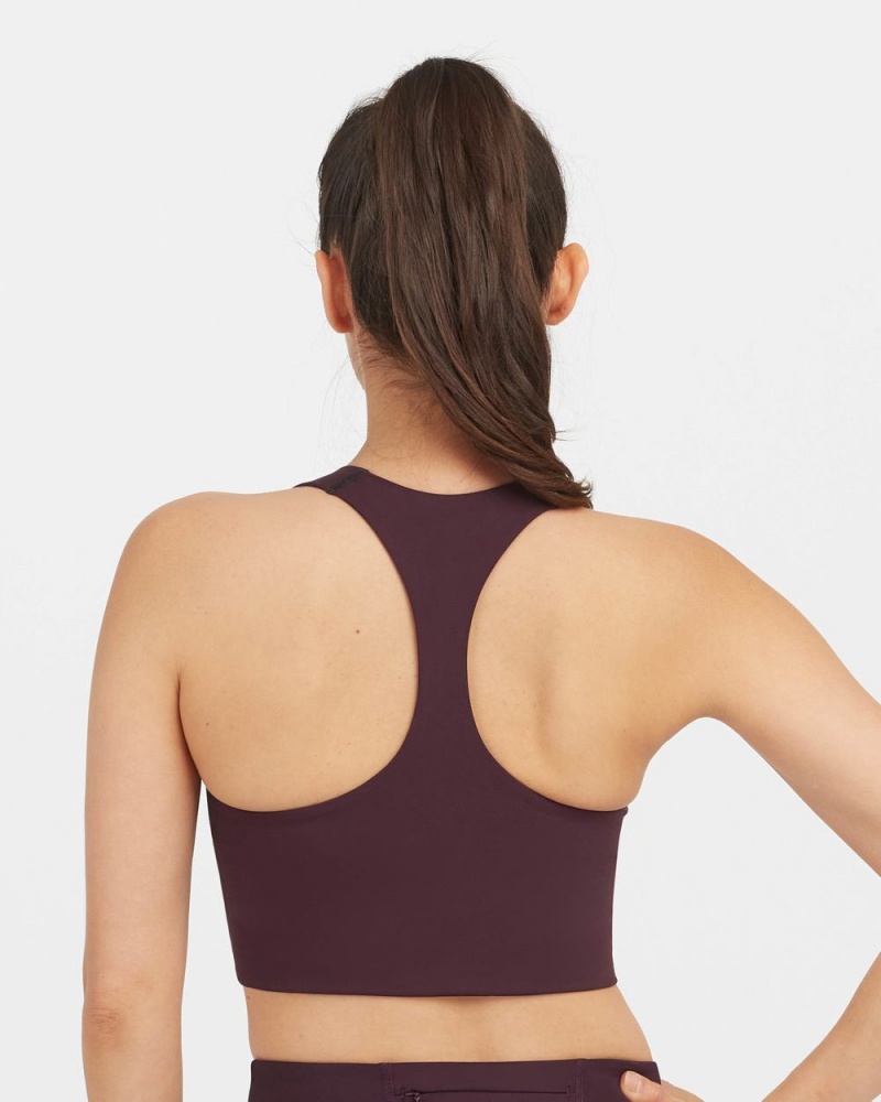 Spanx Longline Medium Impact Sports Bras Purple | 94365-LIEH