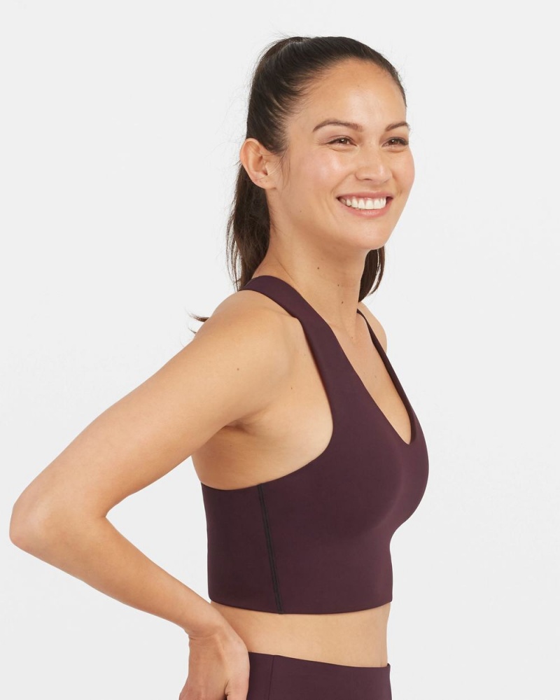 Spanx Longline Medium Impact Sports Bras Purple | 94365-LIEH