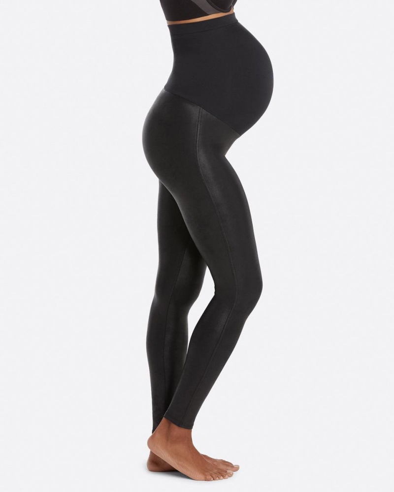 Spanx Mama Faux Leather Leggings Black | 27384-VGUN