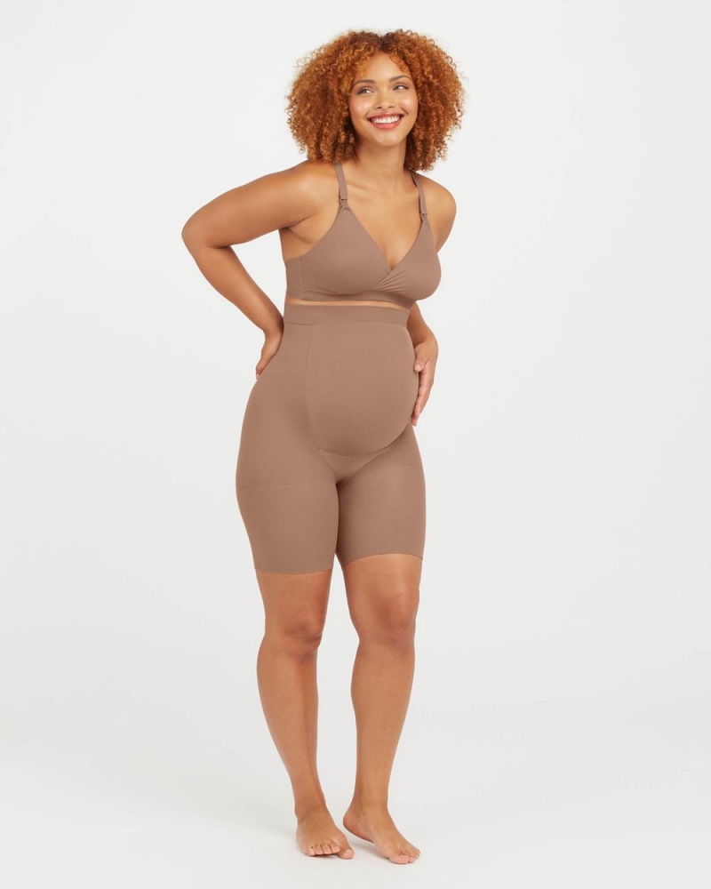 Spanx Mama Shorts Cafe Au Lait | 73564-RTGF