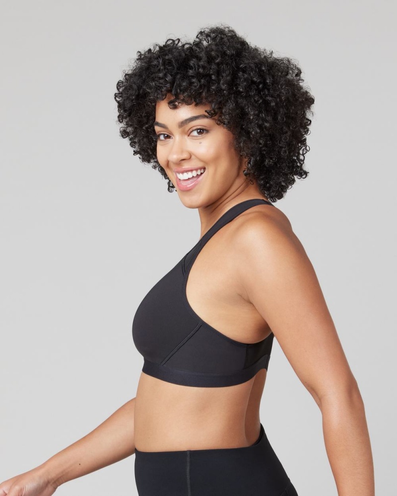 Spanx Medium Impact Sports Bras Black | 79043-HAXV