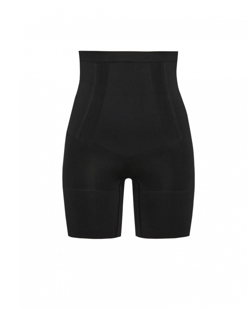 Spanx OnCore High-Waisted Mid-Thigh Shorts Black | 91742-RPON