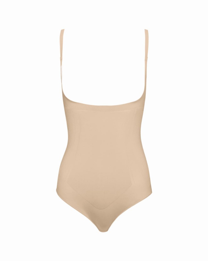 Spanx OnCore Open-Bust Panty Bodysuits Beige | 41935-SJAI