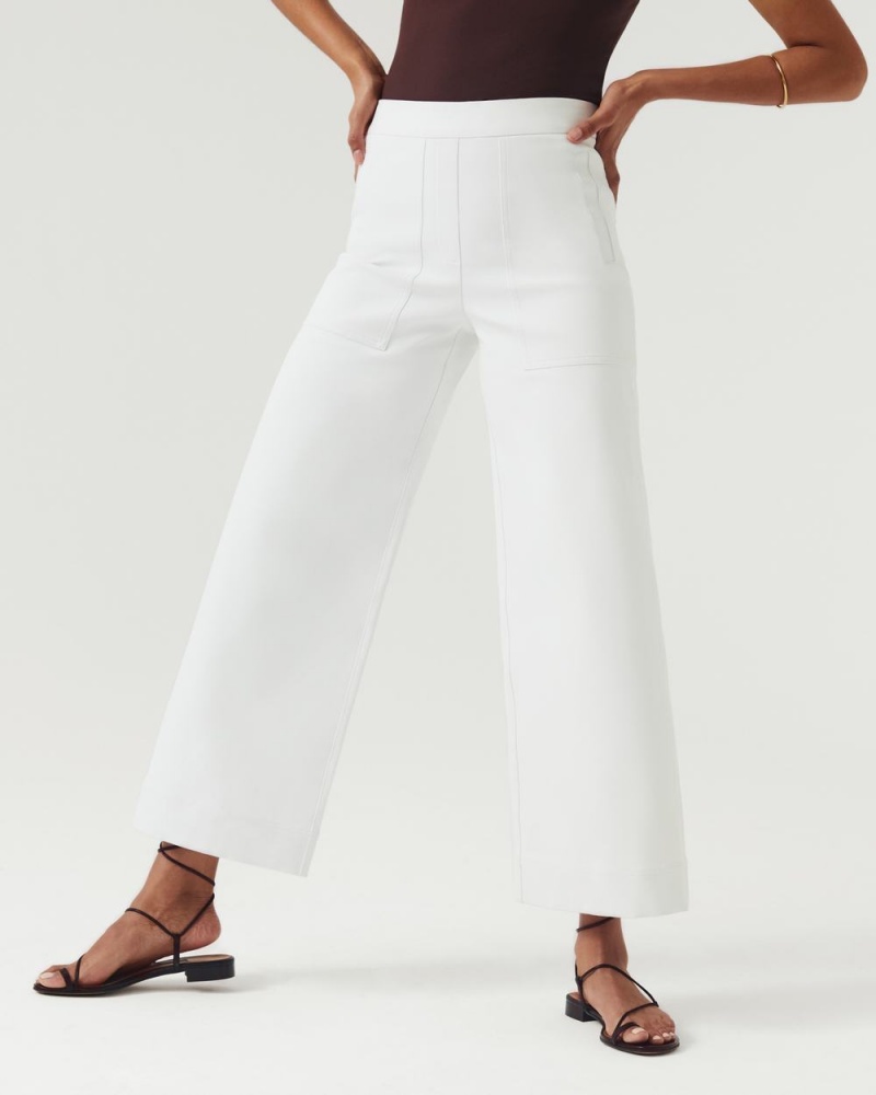 Spanx On-the-Go Wide Leg Pant with Ultimate Opacity Technology Pants White | 01843-EPDO