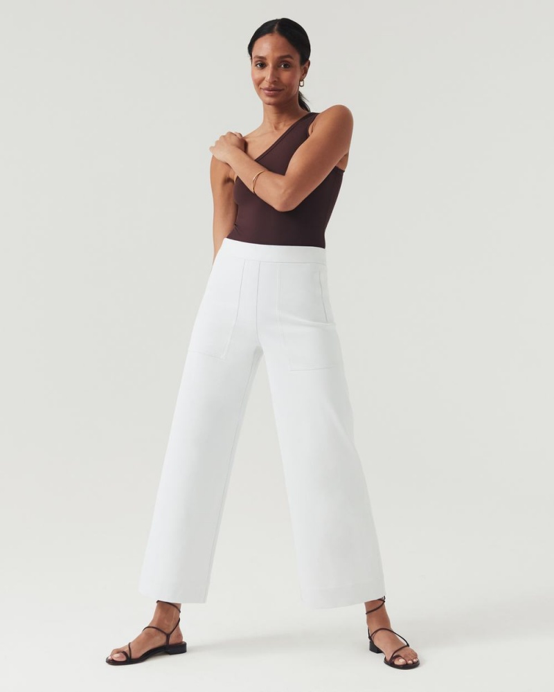 Spanx On-the-Go Wide Leg Pant with Ultimate Opacity Technology Pants White | 01843-EPDO