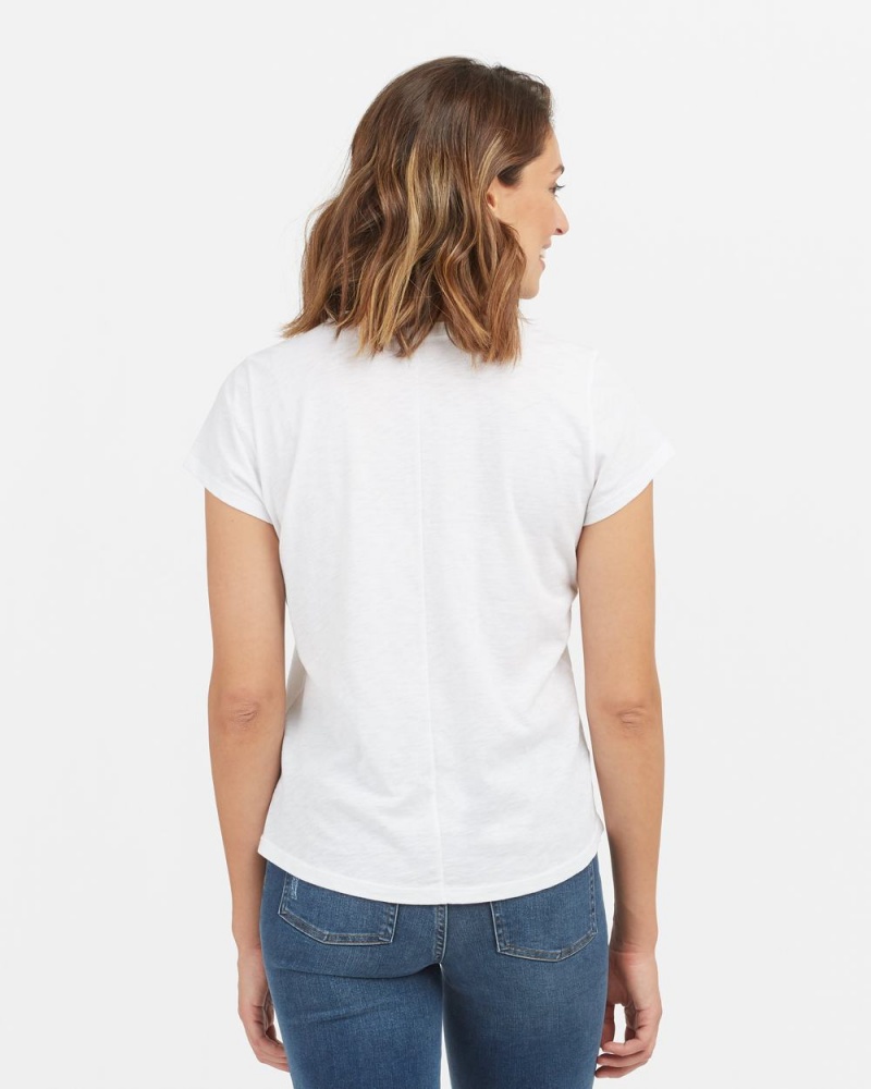 Spanx Pima Cotton Embroidered Graphic T-Shirts White | 10972-GOMC