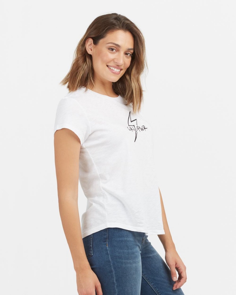 Spanx Pima Cotton Embroidered Graphic T-Shirts White | 10972-GOMC