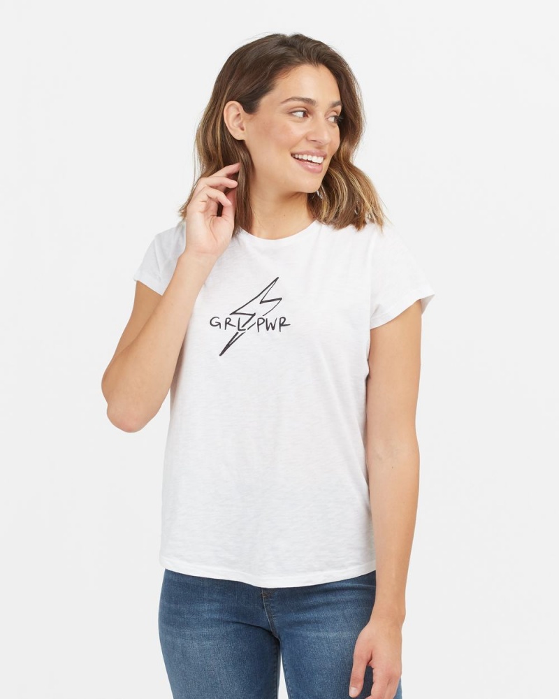 Spanx Pima Cotton Embroidered Graphic T-Shirts White | 10972-GOMC