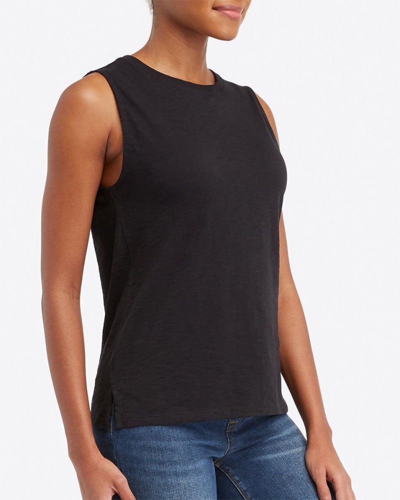 Spanx Pima Cotton Muscle T-Shirts Black | 07623-OIPN