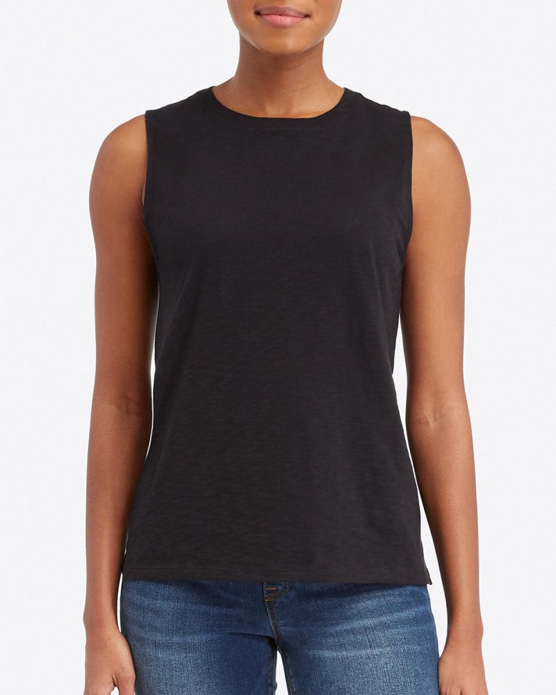 Spanx Pima Cotton Muscle T-Shirts Black | 07623-OIPN