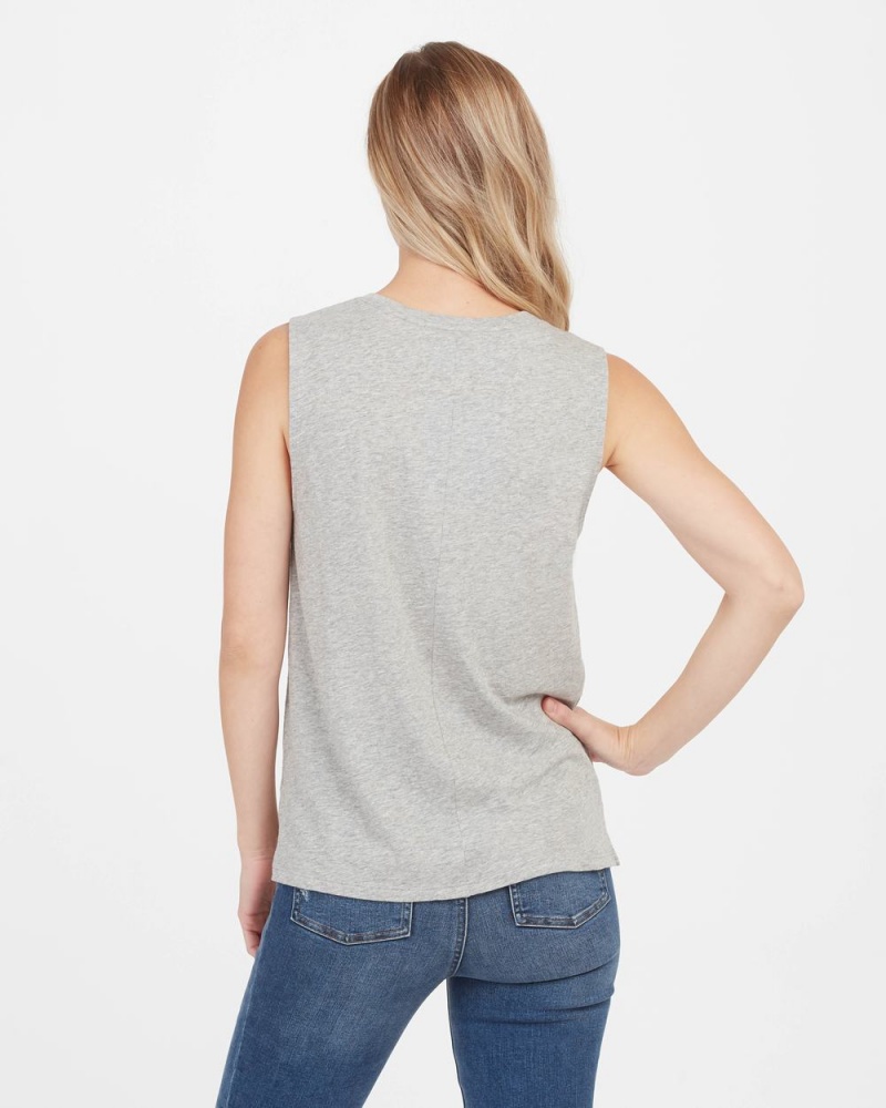 Spanx Pima Cotton Muscle T-Shirts Light Grey | 24018-MIUS