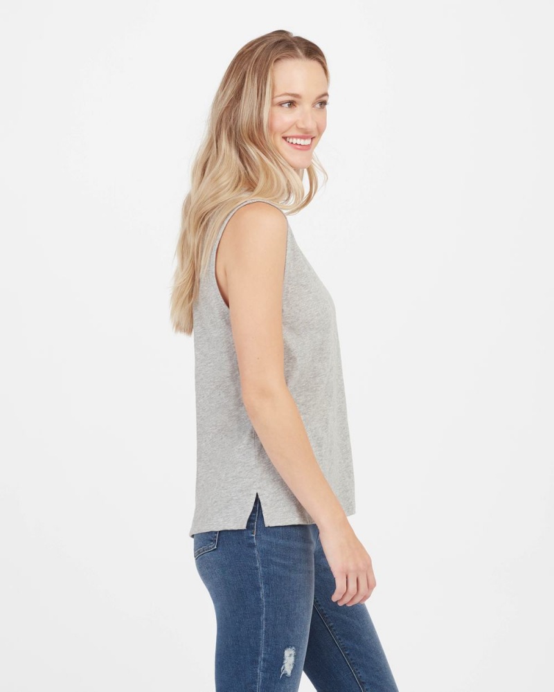 Spanx Pima Cotton Muscle T-Shirts Light Grey | 24018-MIUS