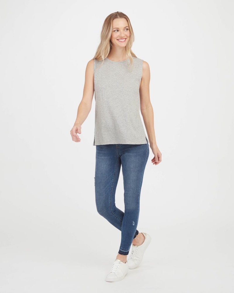 Spanx Pima Cotton Muscle T-Shirts Light Grey | 24018-MIUS