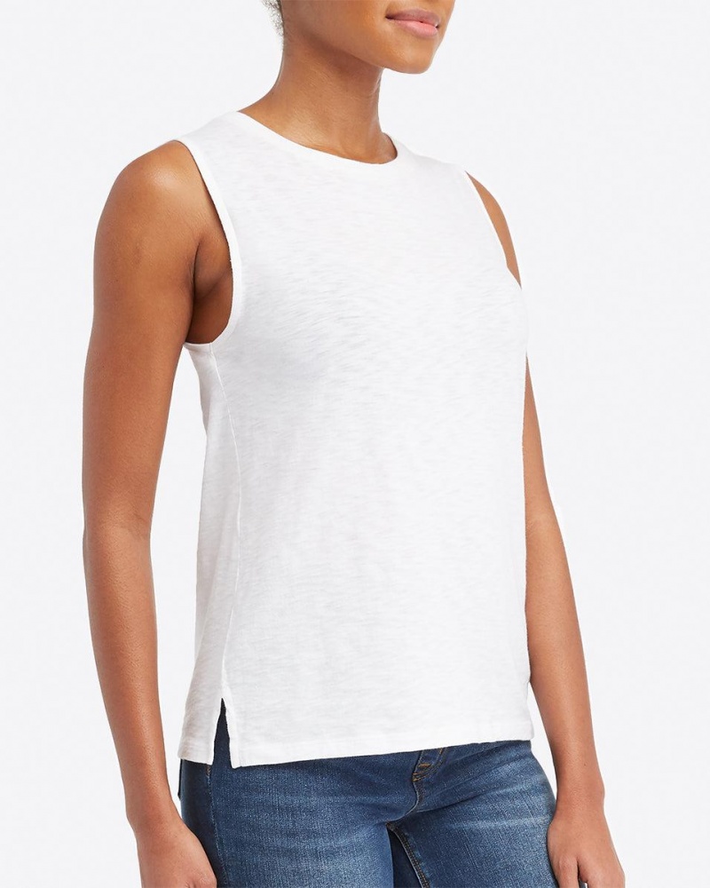 Spanx Pima Cotton Muscle T-Shirts White | 20436-ICBF