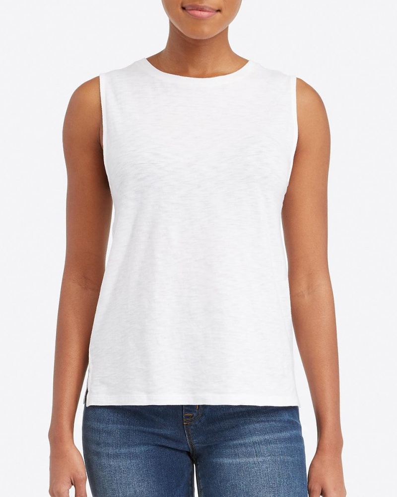 Spanx Pima Cotton Muscle T-Shirts White | 20436-ICBF