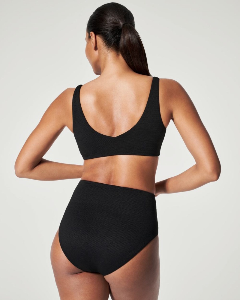 Spanx Pique Shaping High Rise Swim Bottom Swimwear Black | 15263-BETZ