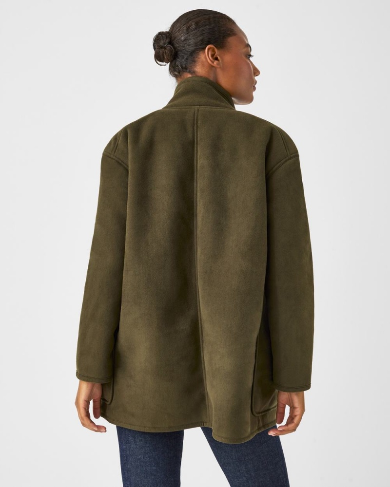 Spanx Reversible Suede Sherpa Jackets Green | 78243-ORFS