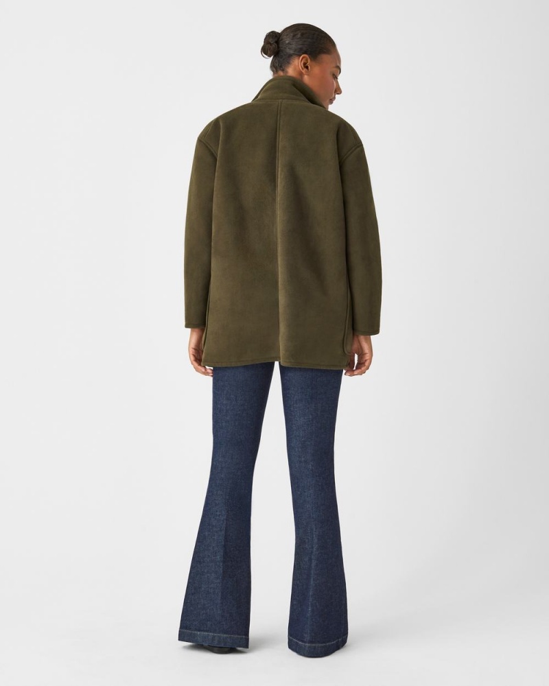 Spanx Reversible Suede Sherpa Jackets Green | 78243-ORFS