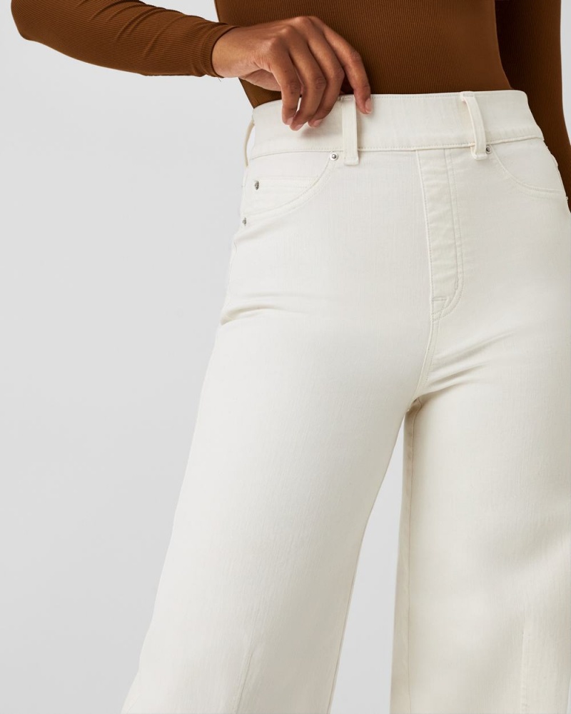 Spanx Seamed Front Wide Leg Jeans White | 86720-DVIW