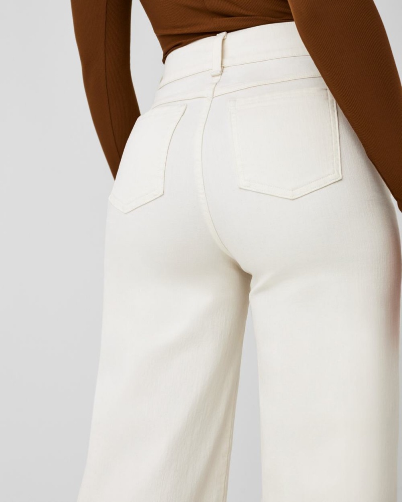 Spanx Seamed Front Wide Leg Jeans White | 86720-DVIW