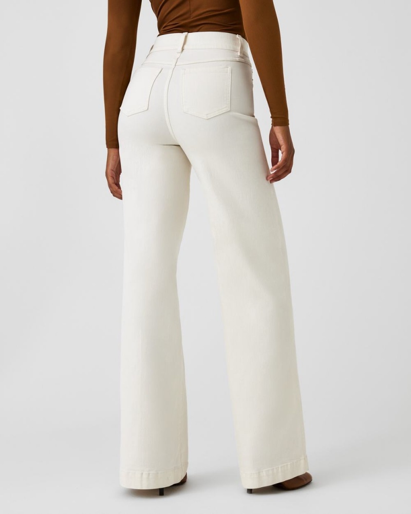 Spanx Seamed Front Wide Leg Jeans White | 86720-DVIW