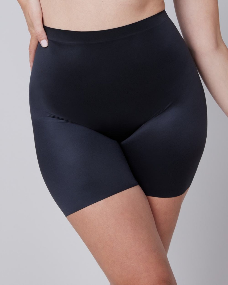 Spanx Shaping Satin Mid-thigh Shorts Black | 47860-ELTO